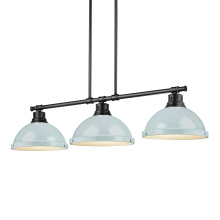 Golden 3602-3LP BLK-SF - Yep by Golden Lighting Duncan 3-light Island Light in Matte Black and Seafoam shade